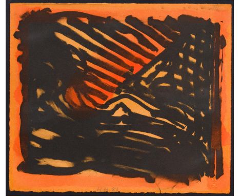 Sir Howard Hodgkin CH CBE,British 1932-2017,Red Eye [Heenk 63], 1981;&nbsp;lithograph from a stone using red cosmetic lipstic