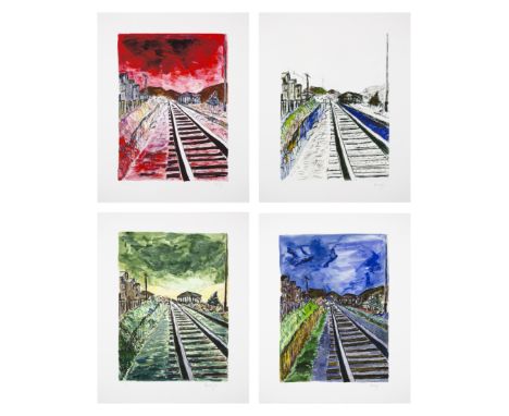 Bob Dylan,&nbsp;American b.1941-&nbsp;The Drawn Blank Series (set of four Train Tracks), 2010;&nbsp;each gicl&eacute;e print 