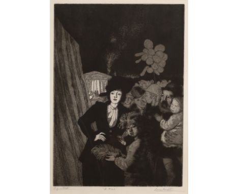 Dame Laura Knight DBE RA RWS,&nbsp;British 1877-1970,&nbsp;A Fair, 1923;&nbsp;etching and aquatint on paper,&nbsp;signed, tit
