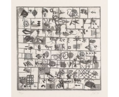 Sarah Raphael,&nbsp;British 1960-2001,&nbsp;Small Objects in Therapy, from Small Objects in Transit, 1999;&nbsp;etching on wo