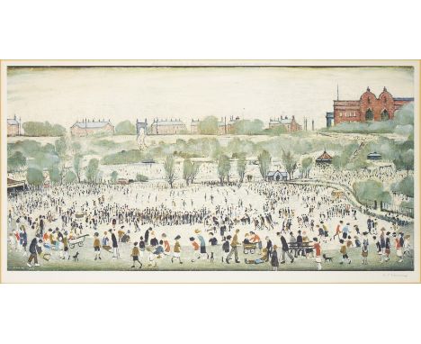 Laurence Stephen Lowry RBA RA,British 1887-1976,Peel Park, Salford;&nbsp;offset lithograph in colours on wove,&nbsp;signed in
