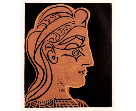 Pablo Picasso,  Spanish 1881-1973,   Female Head in Profile, 1962;  linocut in colours on wove, unsigned,  published in colla