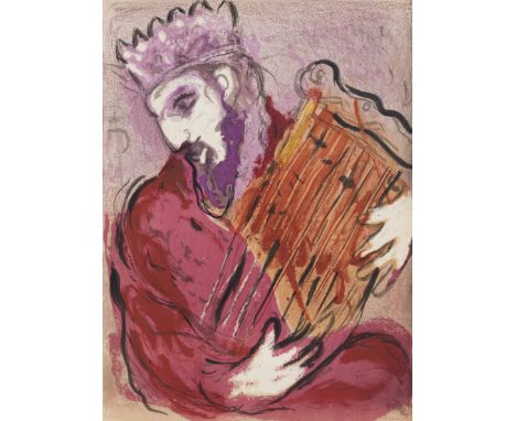 Marc Chagall,  French/Russian 1887-1985,   David and His Harp, 1956;   lithograph in colours on cream wove,  from the unsigne