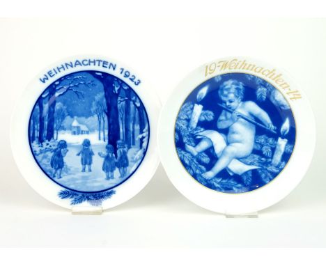 WEIHNACHTSTELLER, Konvolut von 2, Manuf Rosenthal/Selb, Porzellan, blau monochrom, 1914, Entw. Prof. L. v. Zumbusch/Motiv "Fe