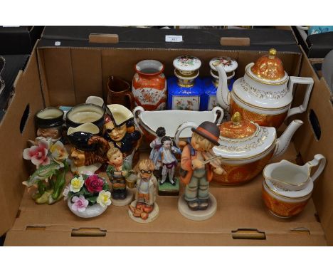 A 19th Century Continental tea/coffee service (coffee pot a/f), to/w a pair of Paris porcelain cologne bottles painted with f