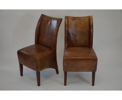 A set of eight Barker &amp; Stonehouse 'Blythe' dining chairs, light brown vintage Buffalo&nbsp;leather upholstery and staine