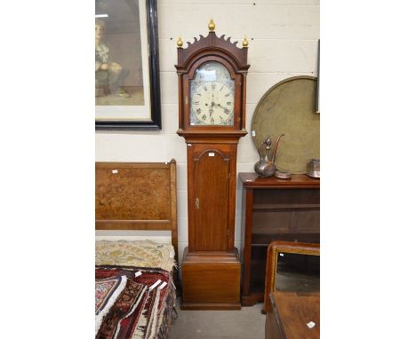 'Tiddeman of Canterbury' - a 19th century oak cased eight day longcase clock with brass rounded columns and gilt finials, the