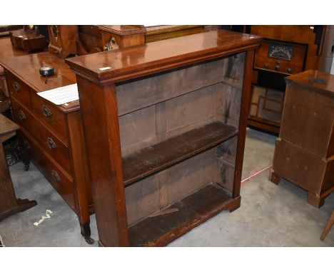 A 19th century mahogany open bookcase with single adjustable shelf, raised on bracket feet, 91 cm wide x 105 cm highPlease no