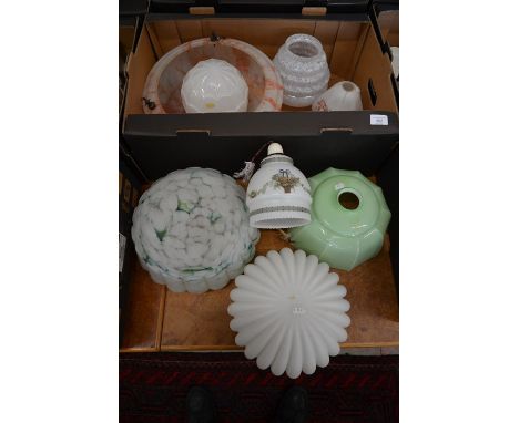 Eight various Art Deco glass light shades (box)Please note that all lots are second hand and may include faults, damage, chip
