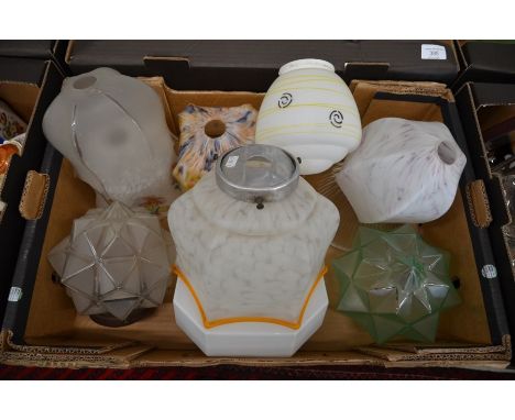 Ten various Art Deco and other glass light shades (box)Please note that all lots are second hand and may include faults, dama