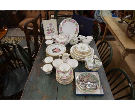 A Royal Worcester Royal Garden pattern tea service with teapot, a Colclough floral painted tea service with teapot, Royal Wor