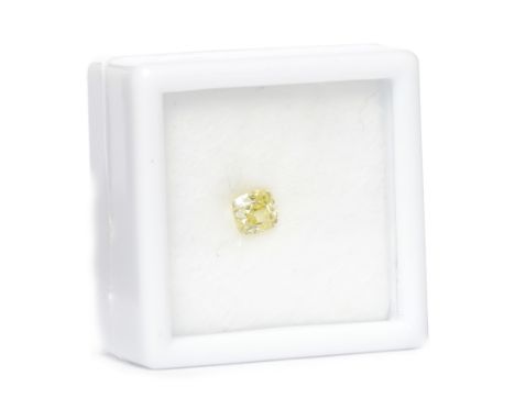 GIA CERTIFIED NATURAL YELLOW DIAMONDthe cushion cut stone of 0.41 carats, GIA certificate number 1142355340 stating natural o