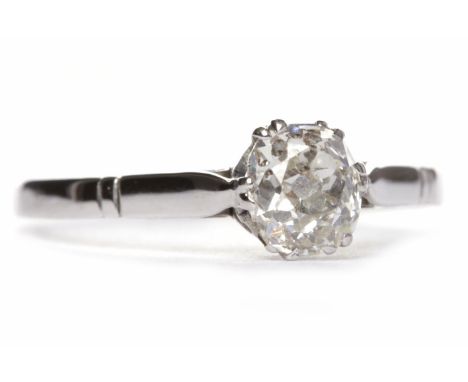 DIAMOND SOLITAIRE RINGthe old cushion cut diamond of approximately 0.55 carats, unmarked, size O, 1.2g