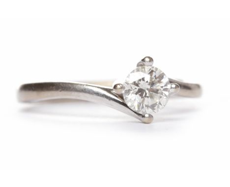 DIAMOND SOLITAIRE RINGthe four claw set round brilliant cut diamond of approximately 0.47 carats in eighteen carat white gold