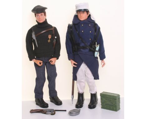 Palitoy Vintage Action Man Soldiers of The World, French Resistance fighter, beret, sweater, trousers, boots, radio set, 7.65