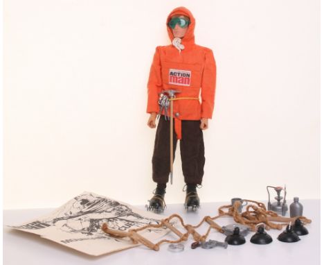 Palitoy Vintage Action Man Mountain Rescue, helmet, anorak, breeches, socks, boots, goggles, crampons, pitons/ karabiners, ro