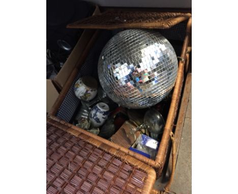 WICKER HAMPER INC. GLITTER BALL, POTTERY , GLASS, ORNAMENTS