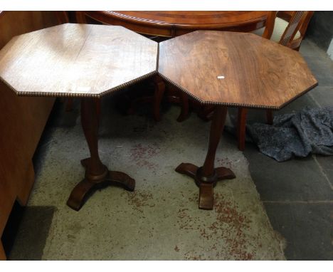 PAIR OCTAGONAL PILLAR TABLES.   W62cm H77cm