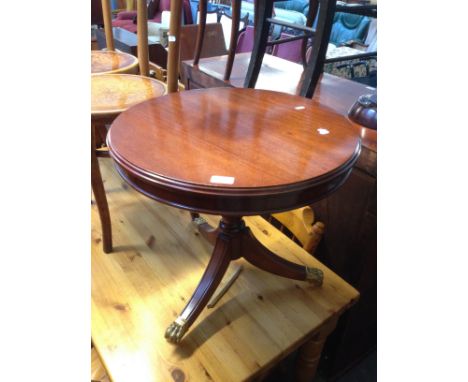SMALL REPRO MAHOGANY TRIPOD TABLE.  H52cm Diam. 55cm  