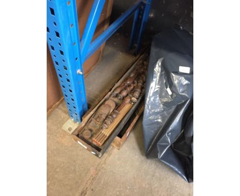 BOX OF OLD TOOLS & BOX OF WOOD ITEMS