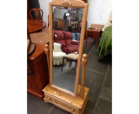 MODERN PINE CHEVAL MIRROR.  H152cm