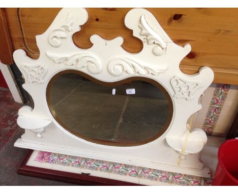 A WHITE PAINTED OVER MANTEL MIRROR