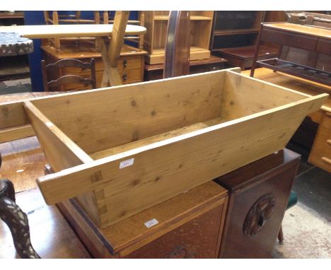 A STRIPPED AND WAXED PINE TROUGH.  L120cm W50cm