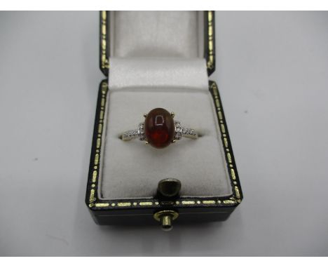 9ct Gold Opal and Diamond Art Deco Style Ring, Size O