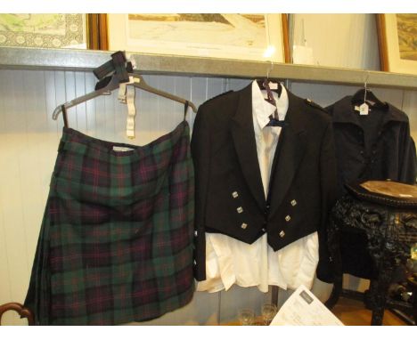 Kilt Outfit comprising Kilt and Matching Flashes, Dress Jacket and Waistcoat, 2 Wing Collar Shirts, Bow Tie and Ghillie Shirt