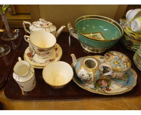 Royal Crown Derby Bali Tea For Two Set, Noritake Bowl and Dresden China