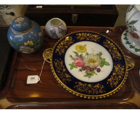 Gloria Porcelain Bayreuth German Porcelain and Gilt Metal Tray, Royal Copenhagen Vase and Cloisonne Ginger Jar