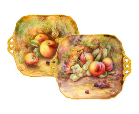 {} A Matched Pair of Royal Worcester Porcelain Rectangular Dishes, by Reginald Austin and Horace Price, circa 1932, painted w