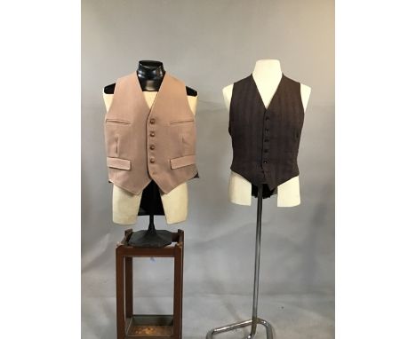2 vintage 4 pocket wool waistcoats. Beige waistcoat some underarm staining to lining