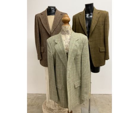 Three vintage tweed jackets. Sizes 42-44. To include Harris and Daks. 