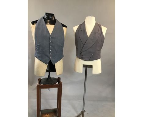 Pair of vintage wool grey morning suit waistcoats. Some staining to linings 