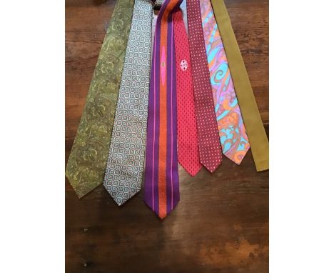 Collection of vintage designer silk ties including Boateng and Liberty