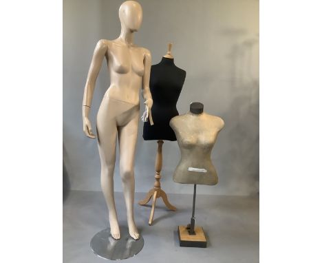 Ladies mannequin on stand, vintage ladies adjustable bust on stand, with ladies dress makers dummy.