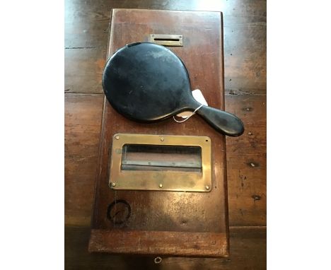 Vintage lockable Edwardian shop till together with Edwardian hand held mirror