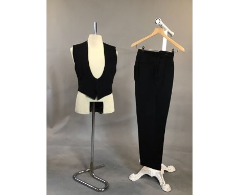 Vintage dinner trousers 30" waist, 30" inside leg together with a 1940s deep yoke evening waistcoat
