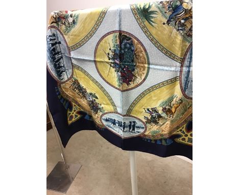 Vintage Hermes silk scarf 'Cavaliers Pelils' by jean de Fougerolle