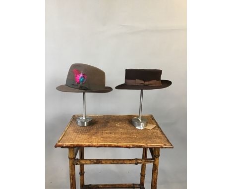 2 vintage gentleman's felt wool hats including a Borsellino size 57