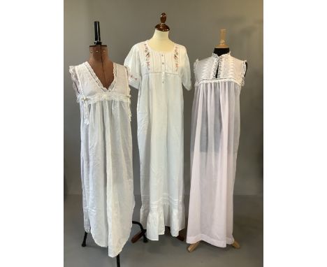 Three vintage night dresses to include two Christian Dior lawn night dresses and one Lunn Antiques embroidered one size fits 