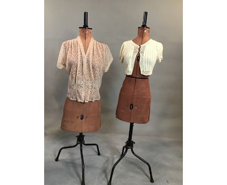 1940s lace blouse with pearlised buttons together with an Edwardian cotton bed jacket