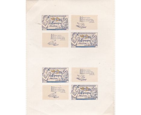 Czechoslovakia 1977 - European Co-Operation for Peace - SG2364 60h imperf m/m sheetlet of (4) with labels Michel 2407B