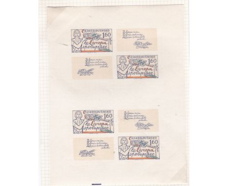 Czechoslovakia 1977 - European Co-Operation for Peace, SG2365 1k 60 imperf m/m sheetlet of (4) with labels Michel 2408B