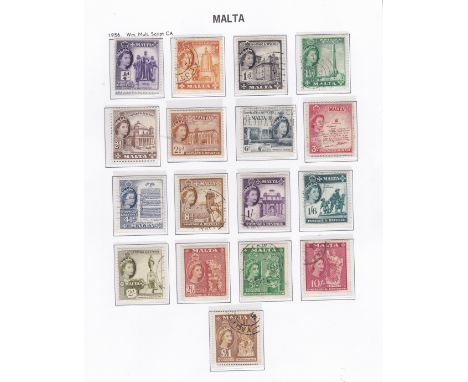 Malta 1956 set 1/4 to £1 (SG 266/282) five used (2/6 m/mint)