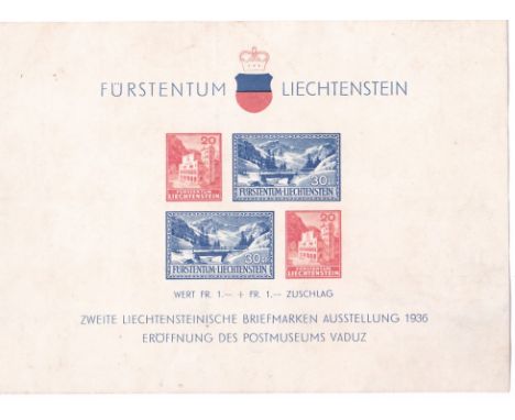 Liechtenstein 1936-2nd Liechtenstein Philatelic Exhibition and opening of postal museum SG MS 153 u/m miniature sheet
