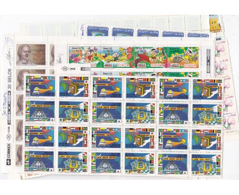 Brazil 1989-1992 MINT u/m in blocks of 30 or more including 1992 Conference 'Cartoon' issue, other thematic issues including 