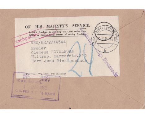Germany 1948-British Army Active Service Envelope-adapted for use within British Occupation zone by the obliteration of Army 