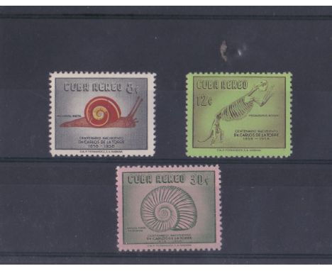 Cuba 1958 - Birth cent of de La Torre air issue, SG881-883 m/m, some adherence to card